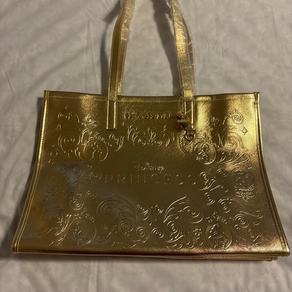 Disney Gold Metallic Tote Bag with Textured Finish